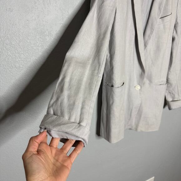 Joie Linen LIght Gray Blazer Size 2 - Picture 6 of 9
